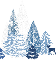 winter trees with a deer 